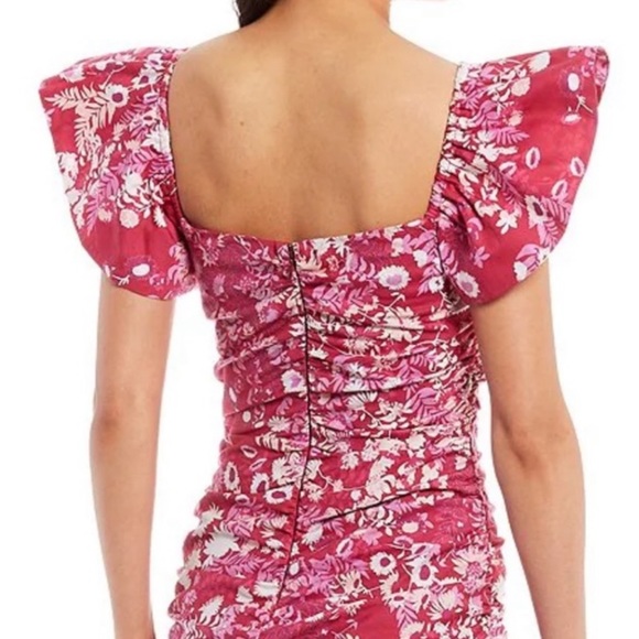 SACHIN & BABI ELLEN SQUARE NECK FLUTTER SLEEVE MIDI DRESS - Picture 4 of 4